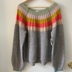 Anthropologie Striped Boatneck Sweater Size Large